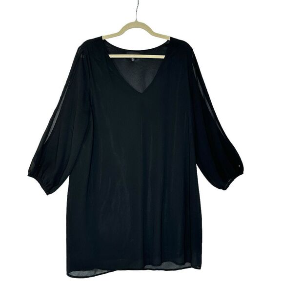 Lulu’s  Shifting Dears Black Long Sleeve Mini Dress| Size XL - Picture 7 of 7